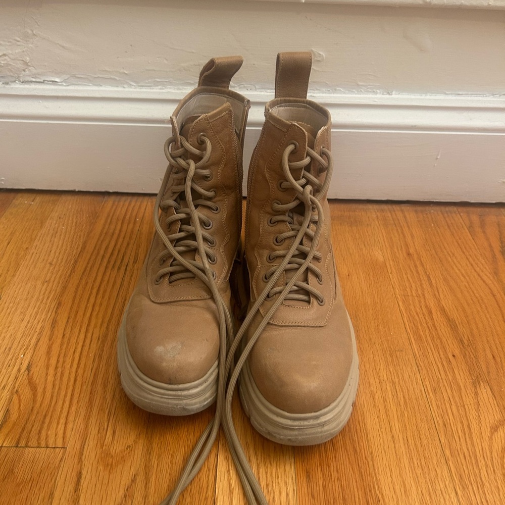 Tan Lace-Up Boots